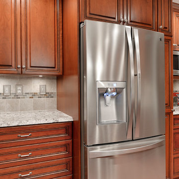 Cherry Kitchen with Cooktop Island in Manassas, VA