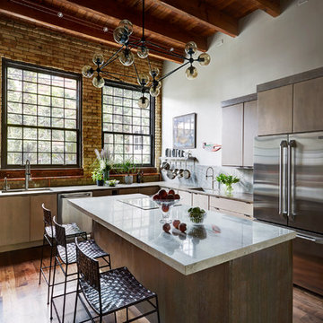 Chicago Industrial loft Kitchen.  Designed by Fred  Alsen of fma Interior Design