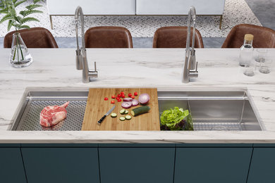 Inspiration for a kitchen remodel in Chicago with an undermount sink and gray countertops