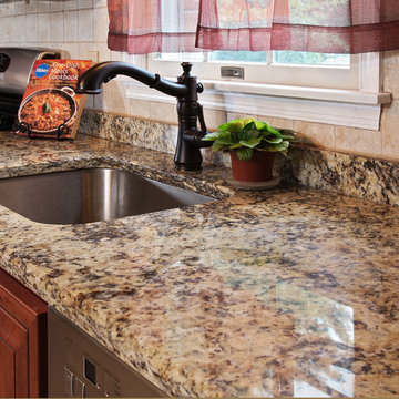 Classic Cherry with Black Glaze topped with Granite
