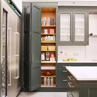 Design ideas for a contemporary kitchen pantry in London.