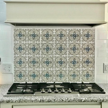 Classic Handpainted Tiles with White Subway Tile