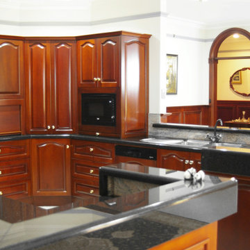 Classic Solid Timber Kitchen with Black Granite Benchtops