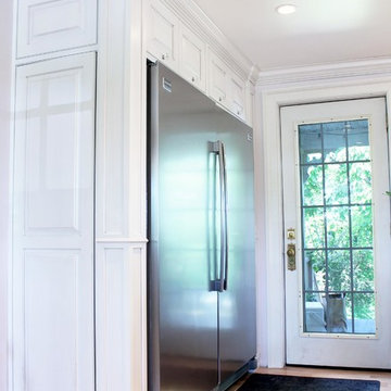 Classic White Kitchen with Cherry Island