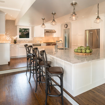 Classic White Kitchen with Oversized Island