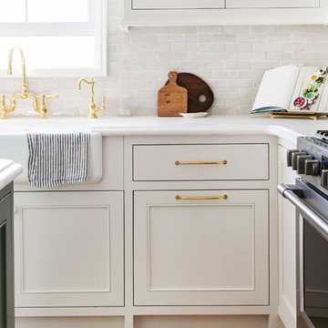 clé zellige in weathered white used in emily henderson's own kitchen remodel