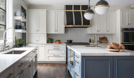 Bold Kitchen Makeover With Blue, Black and Brass Touches