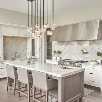 Clean-lined, Transitional Kitchen in White & Grey