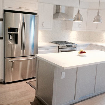Clean White Kitchen w/Grey Island