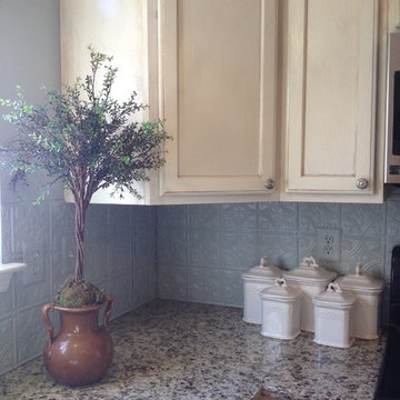 Closeup of Refinished cabinets in Farmhouse kitchen