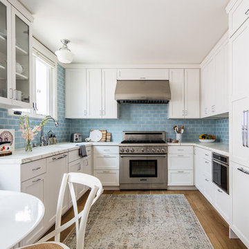 Coastal Kitchen Blue Backsplash