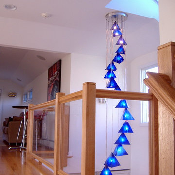 Cobalt Blue Spiraling Chandelier Install : NJ