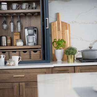 Coffee Station Cabinet - Beverage Center Larder in a Blue Modern Farmhouse Kitch