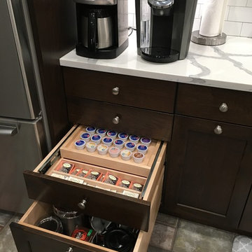 Coffee Station Has a Keurig Pod Drawer With Space for Teas Below