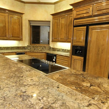 Coliseum kitchen with custom granite sink and Ogee edge