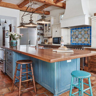 75 Beautiful Terra-Cotta Tile Kitchen with Brown Countertops Pictures