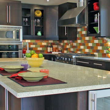 Colorful Contemporary Kitchen & Bath Remodel