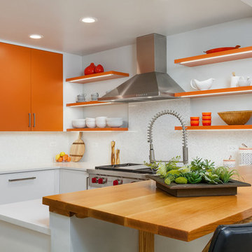 Colorful, Contemporary, Orange Kitchen Design