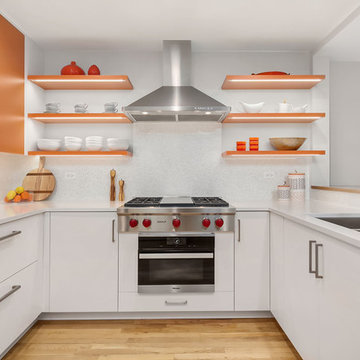 Colorful, Contemporary, Orange Kitchen Design