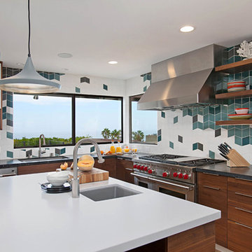 Colorful Geometric Kitchen Tile in a Coastal Blend