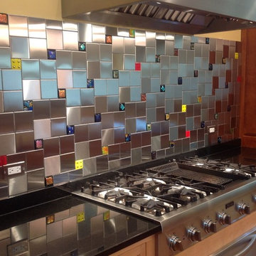Colorful Glass Accent Tiles in Backsplash by Uneek Glass Fusions