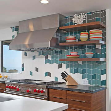 Colorful Kitchen Backsplash Tile in Modern Coastal Blend