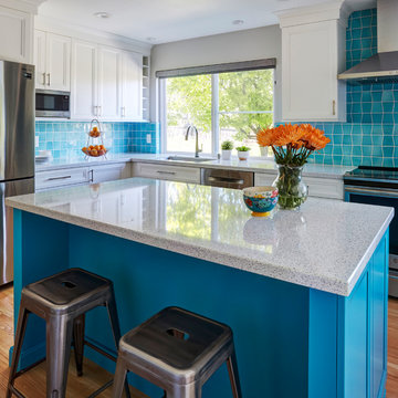 Colorful Transitional Kitchen Remodel