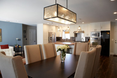 Inspiration for a contemporary kitchen in Sacramento with shaker cabinets and white cabinets.