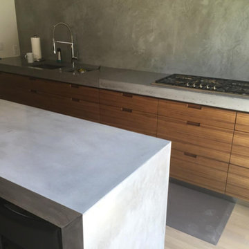 Concrete Kitchen Countertops with Waterfall Edge