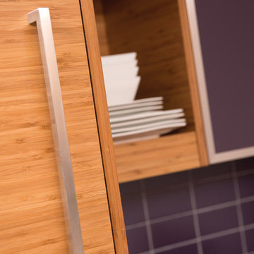 Contemporary Bamboo Kitchen: Close Up of Kitchen Cabinetry with Horizontal Wood