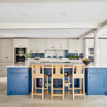 Contemporary blue and white kitchen
