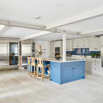 Contemporary blue and white kitchen