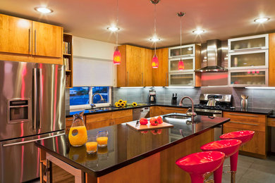 This is an example of a contemporary kitchen in Santa Barbara.