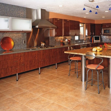 Contemporary Cherry Thermofoil & Stainless Kitchen