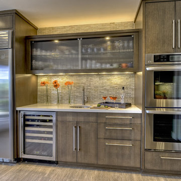 Contemporary, clean, warm kitchen
