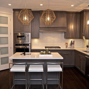 Contemporary Cougar Custom Grey Stained Maple Kitchen