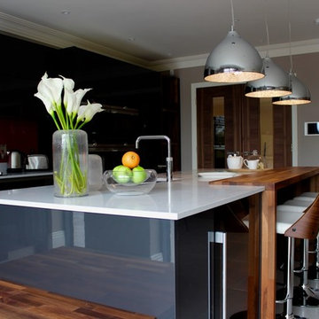 Contemporary dark grey kitchen with large island