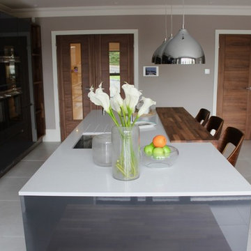Contemporary dark grey kitchen with large island