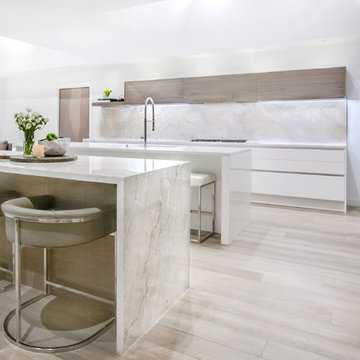 Contemporary Dolce Vita Kitchen with Waterfall Island