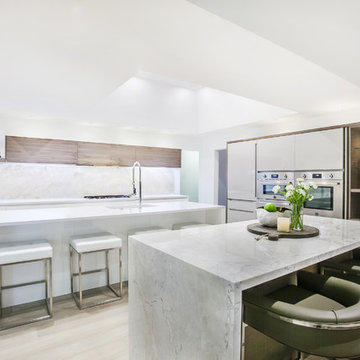 Contemporary Dolce Vita Kitchen with Waterfall Island