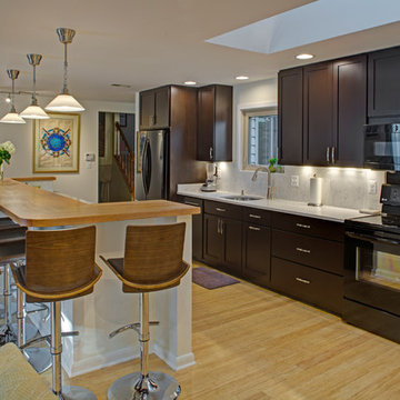 Contemporary Galley Kitchen with Island Seating