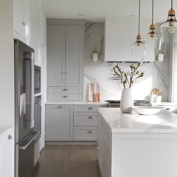 Contemporary gray and white kitchen