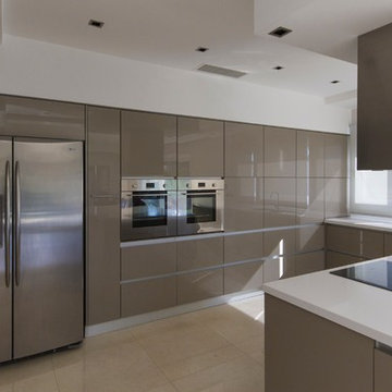 Contemporary High-Gloss Metallic Kitchen