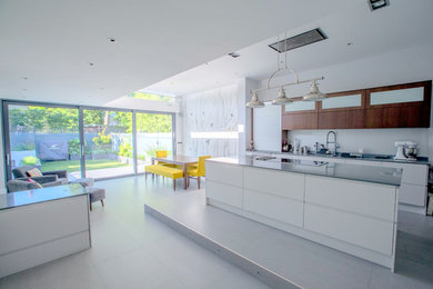 Inspiration for an expansive contemporary kitchen in Berkshire with an island.