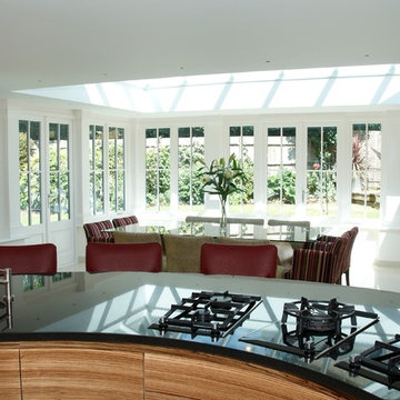 Contemporary kitchen and orangery