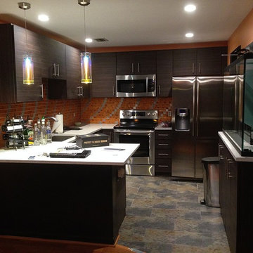 Contemporary kitchen cabinet remodeling with refacing