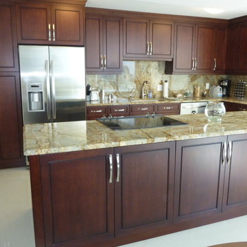 Contemporary Kitchen Cabinetry Cherry Brown Stain Finish