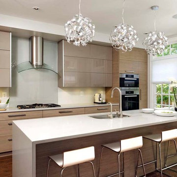 Contemporary Kitchen Design High Gloss & Wood Veneer