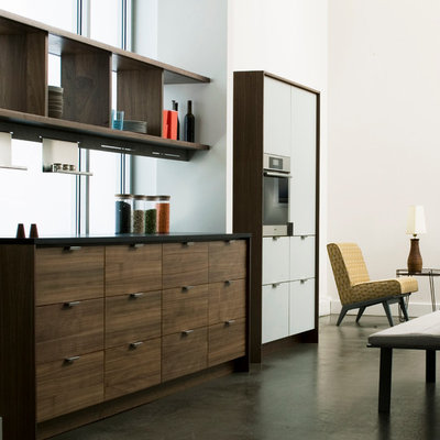 Example of a trendy single-wall kitchen design in New York