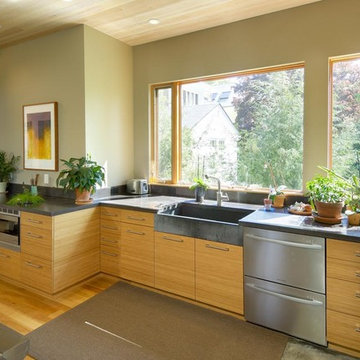 contemporary kitchen in bamboo